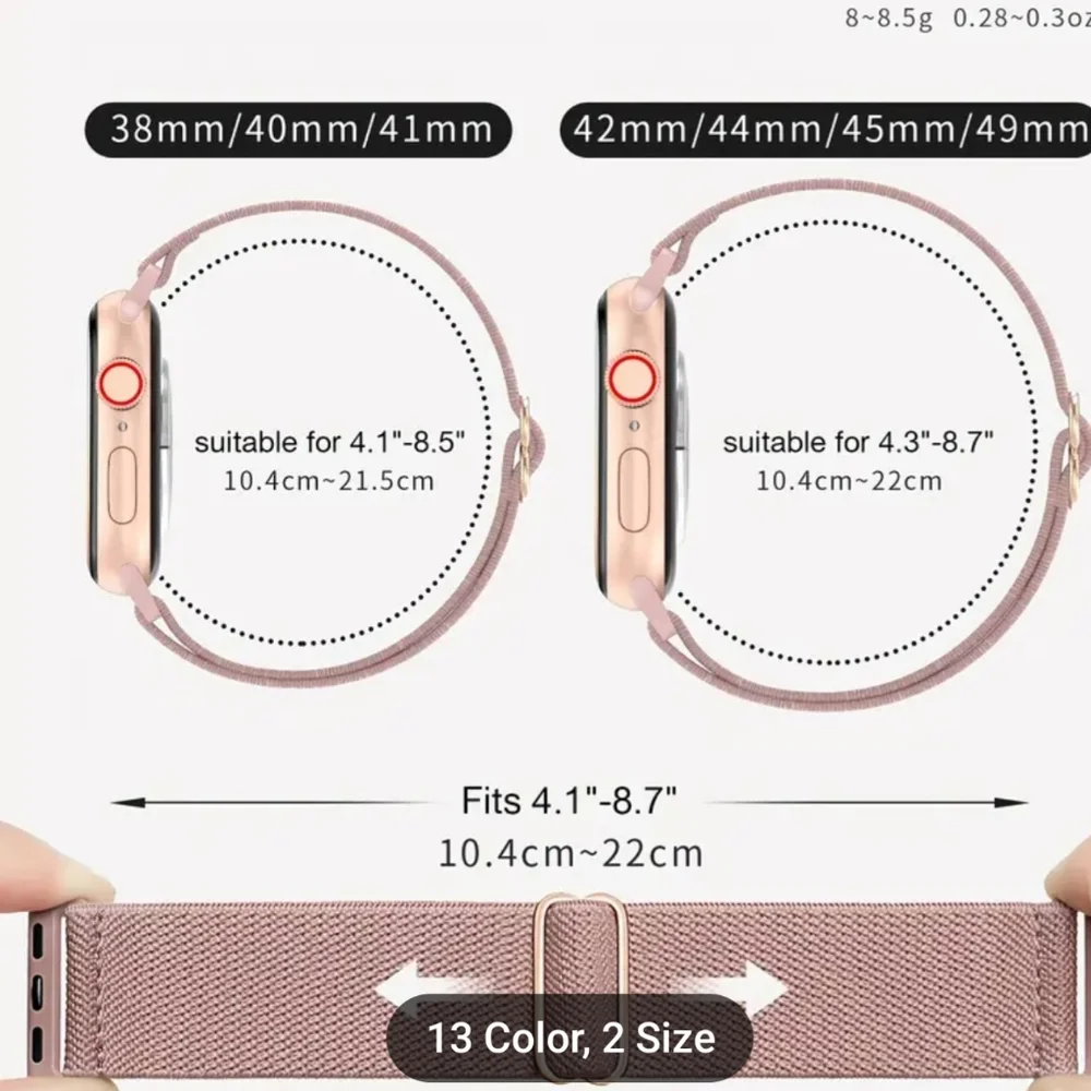 Two Apple Watch Nylon Elastic Bands. 38mm, 40mm, 41mm